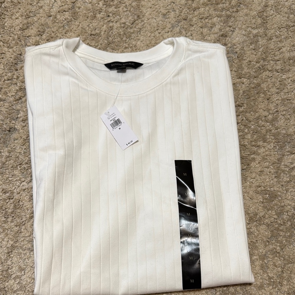 White Ribbed Short Sleeve Top